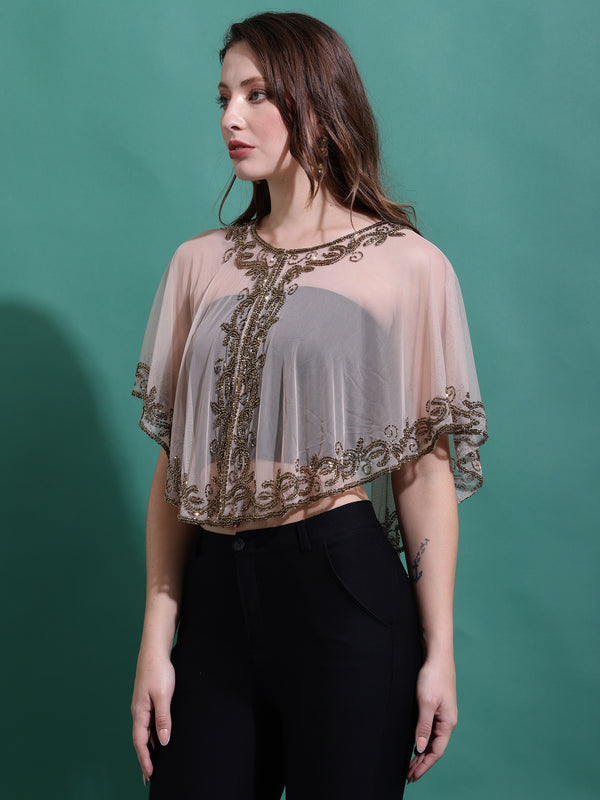 Rose Gold Embroidered Shrug