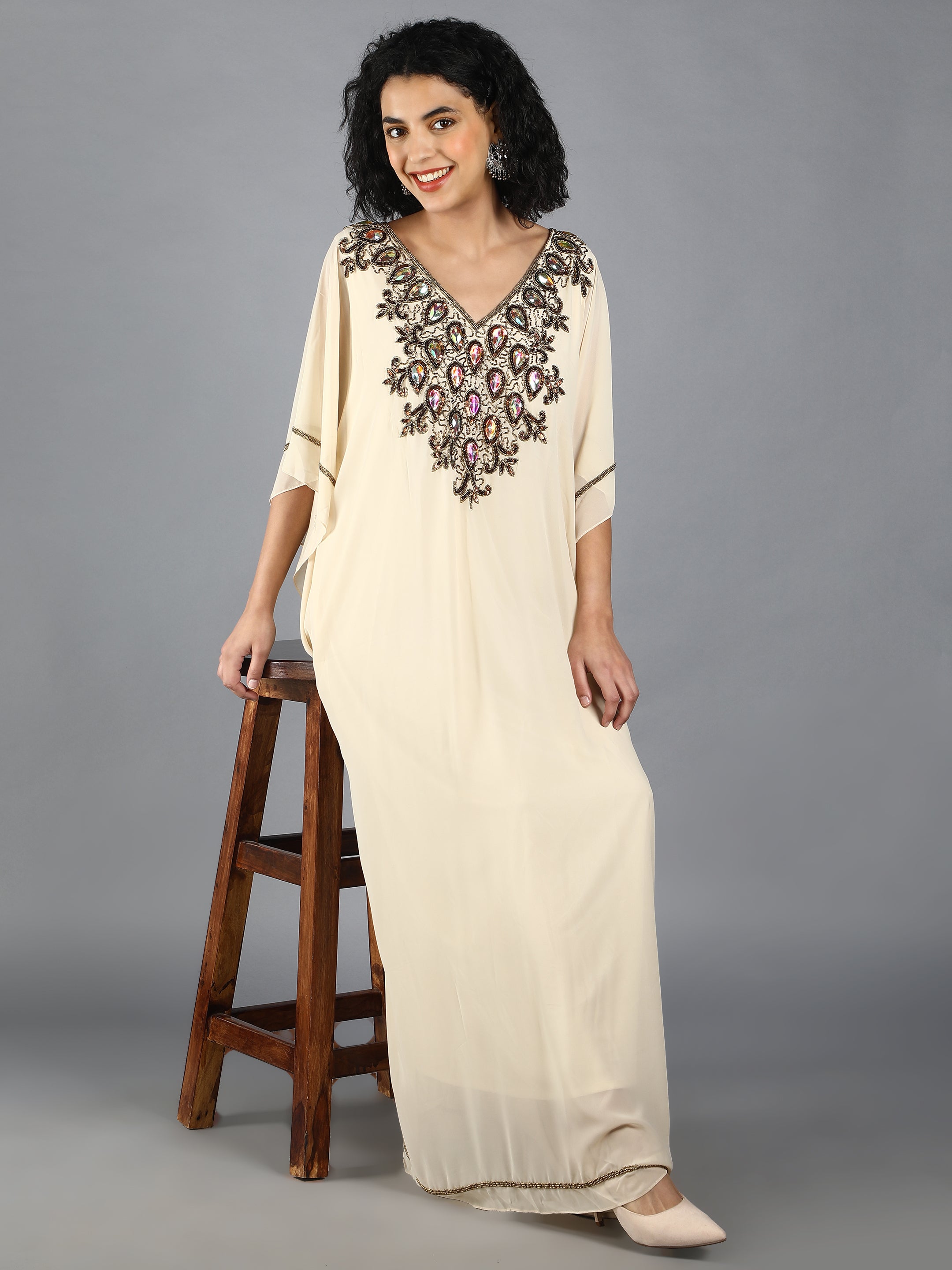 Amira Embellished Long Kaftan