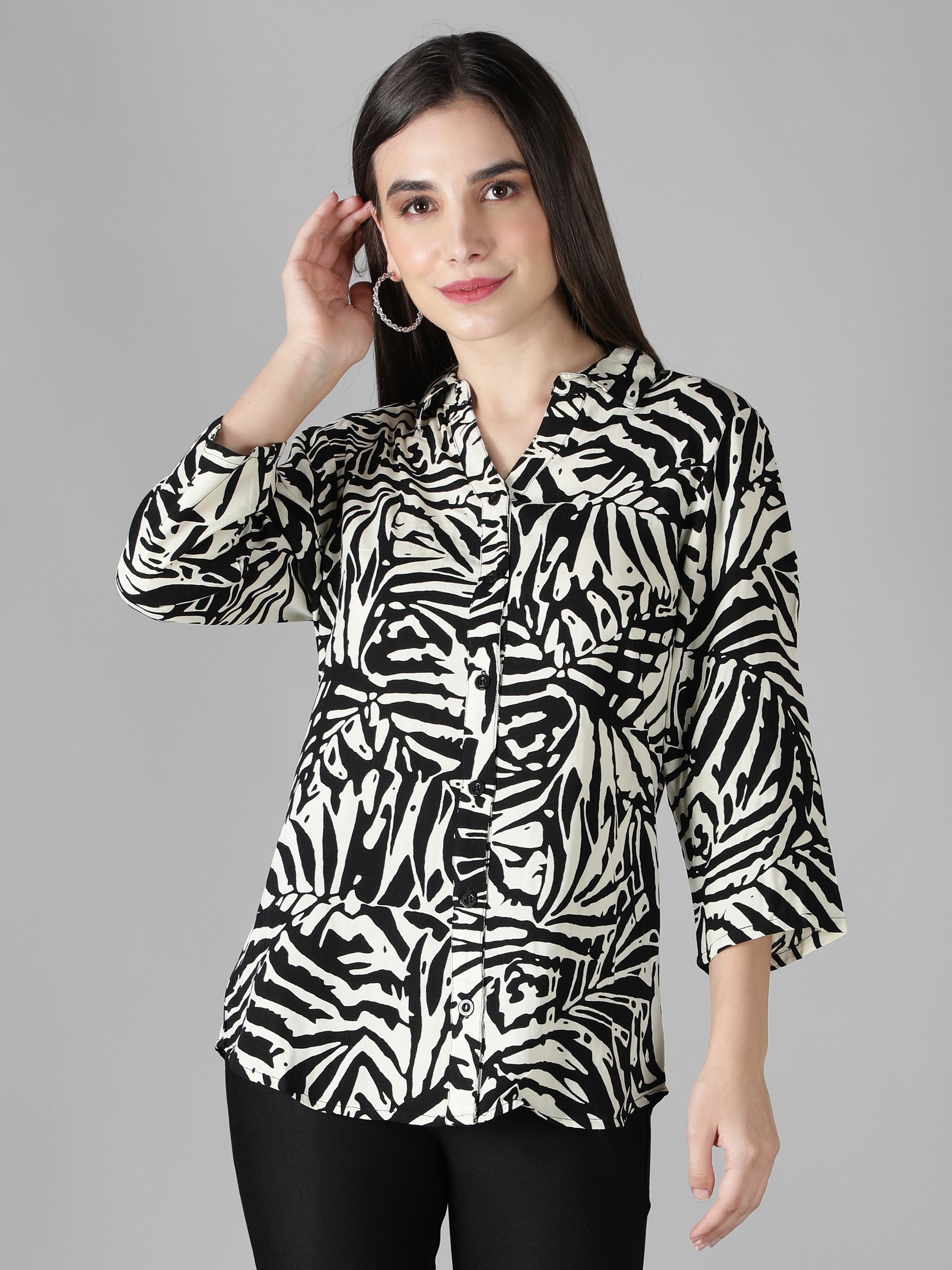 Black Abstract Print Shirt