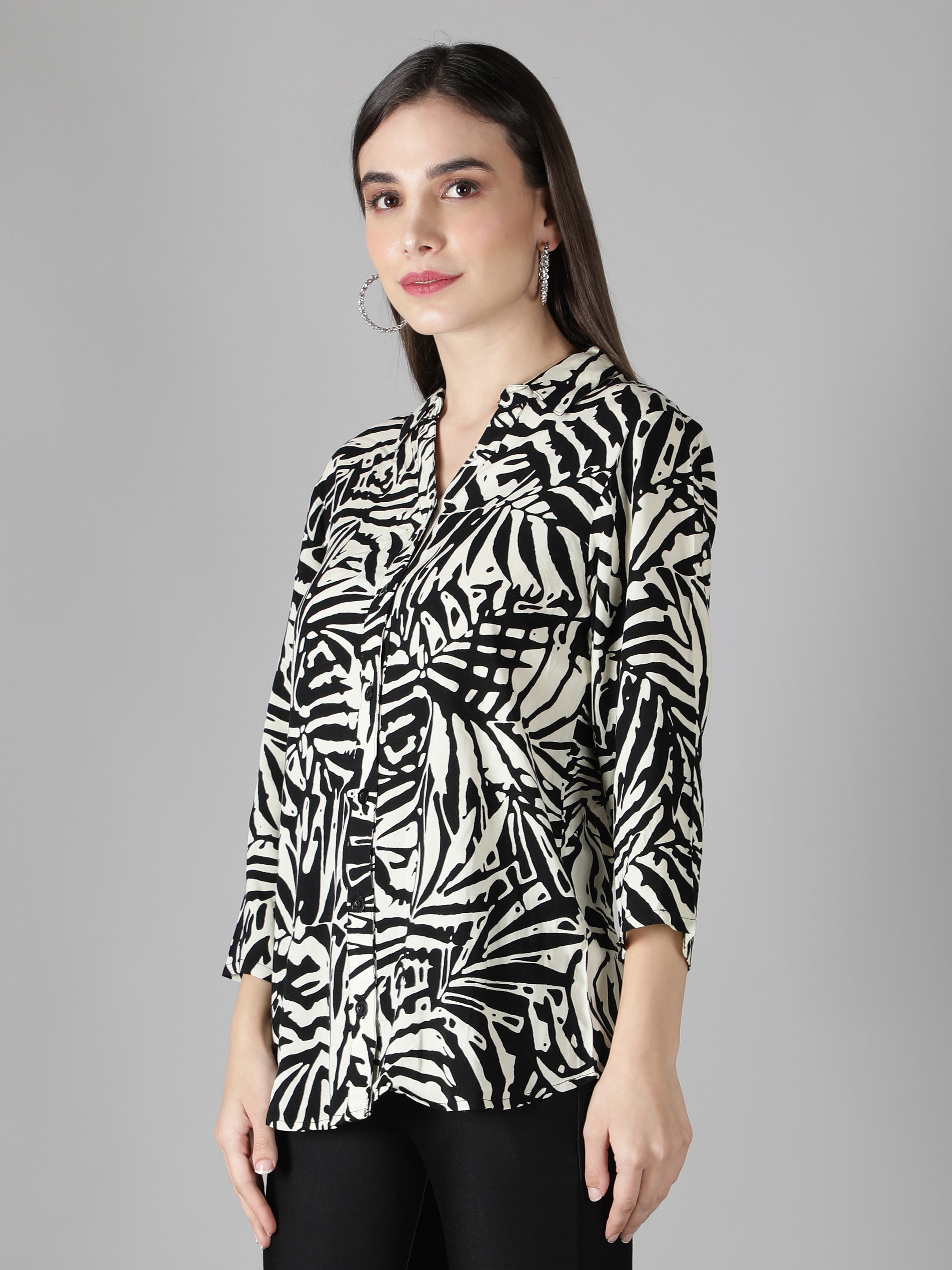 Black Abstract Print Shirt