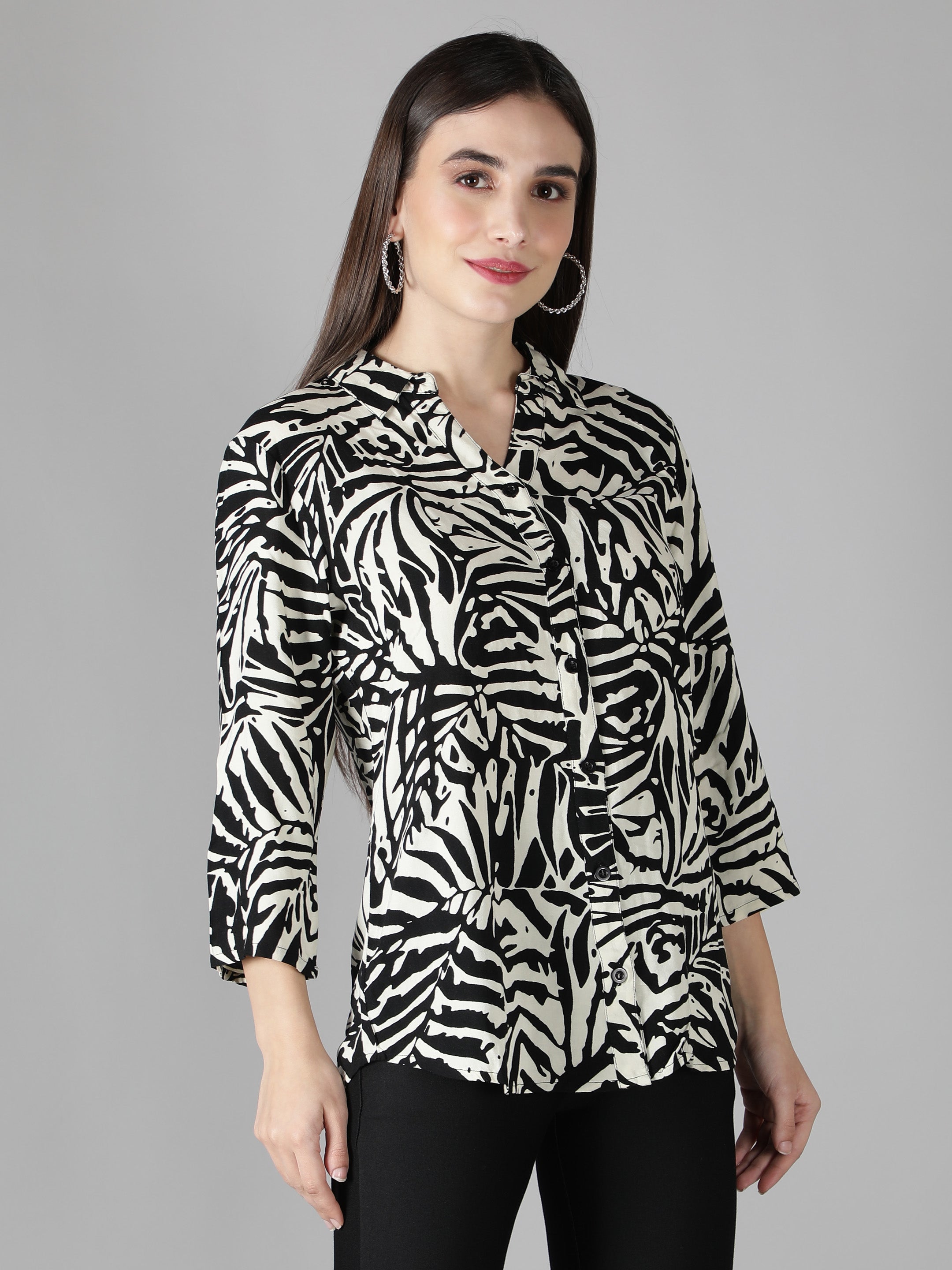 Black Abstract Print Shirt