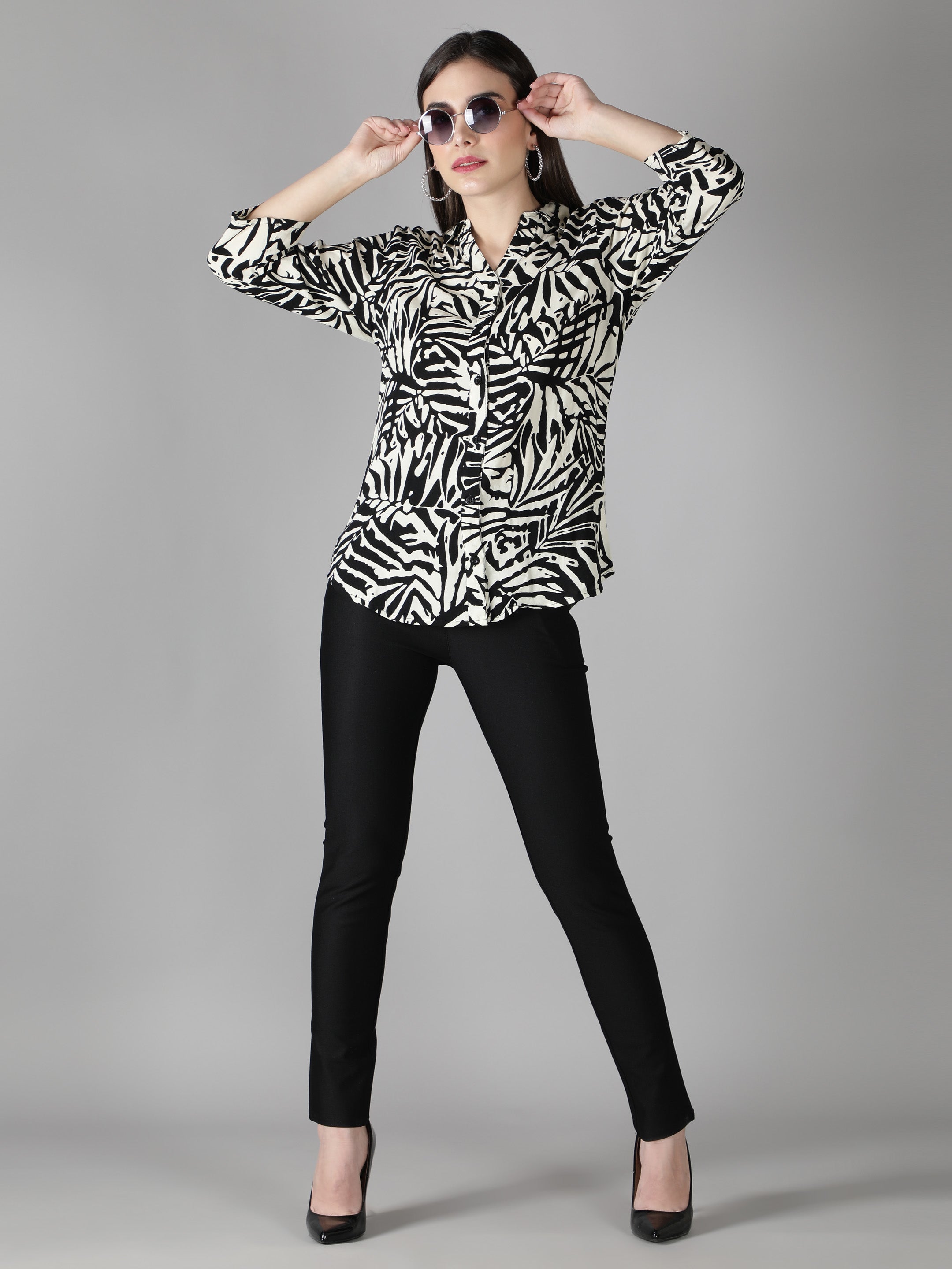 Black Abstract Print Shirt