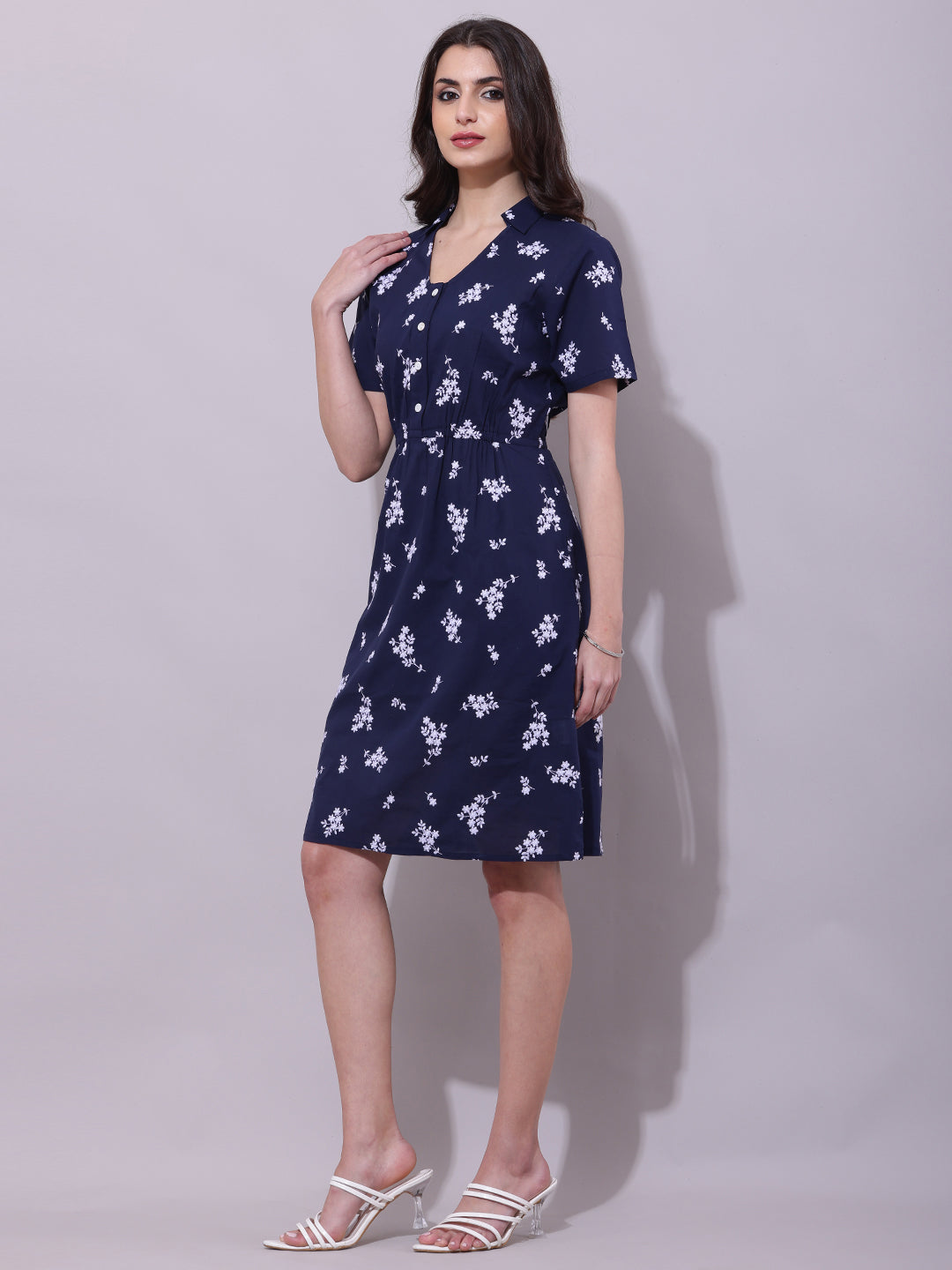 Denim Embroidered Short Dress