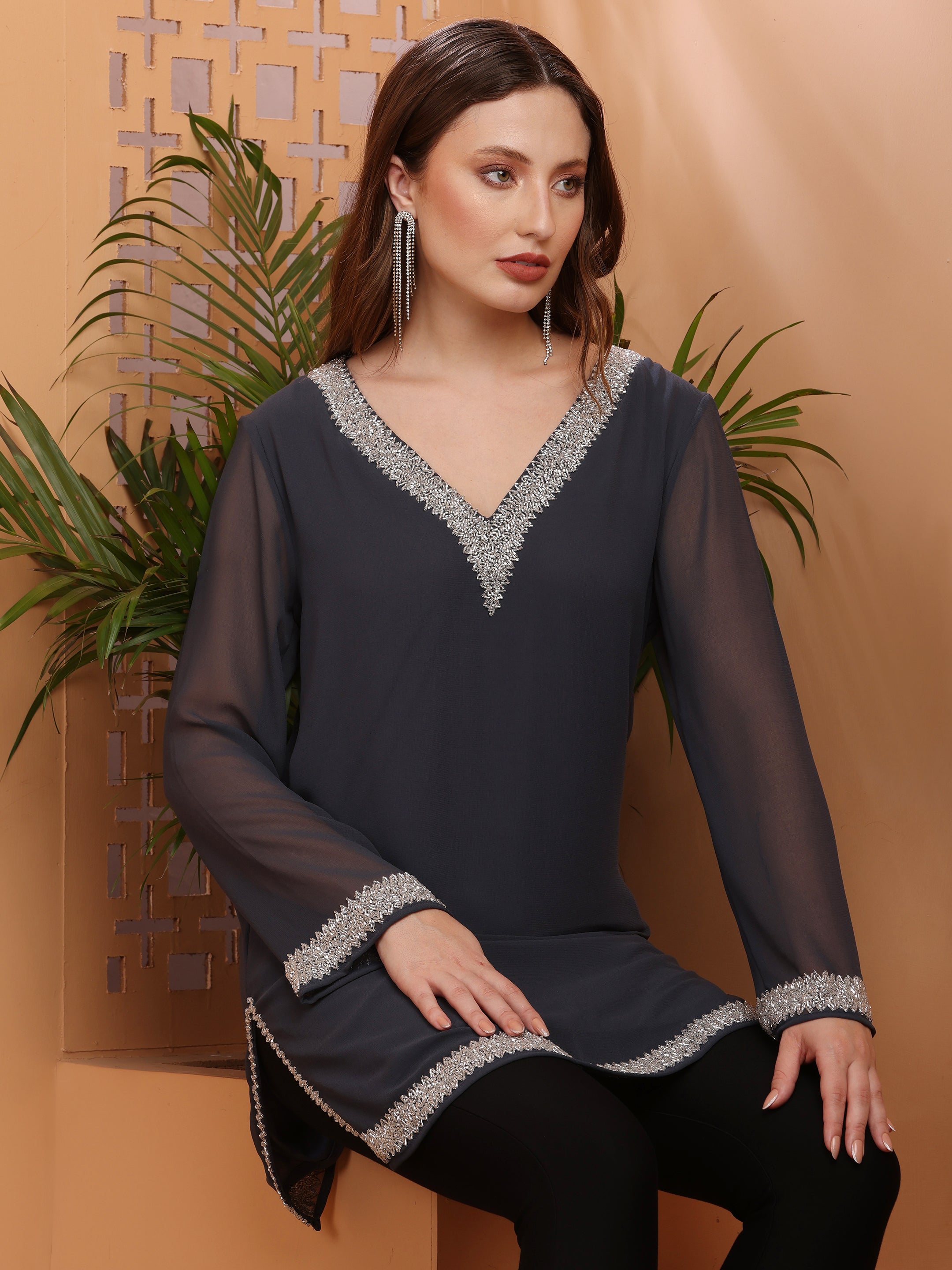 Zoya Embellished Kurti(With Lining)