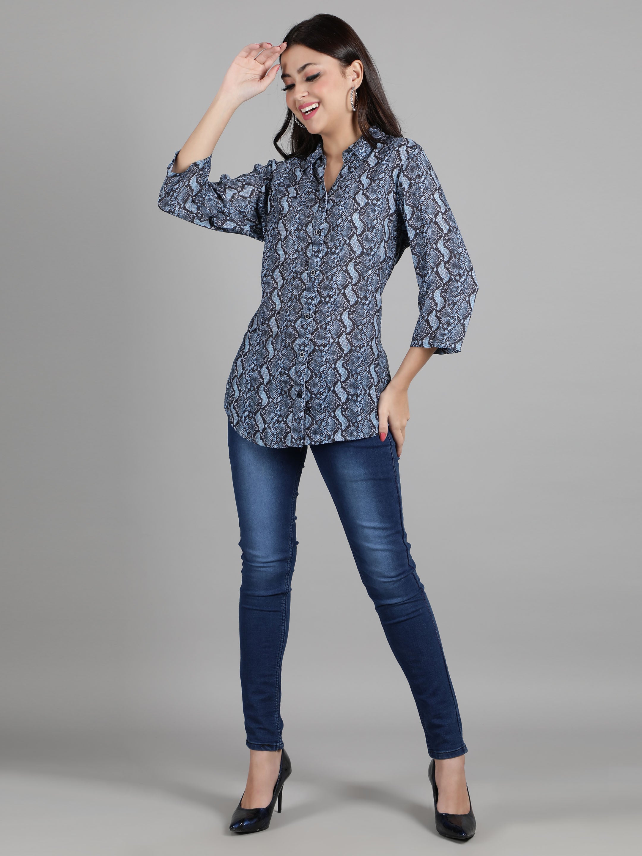 Navy Animal Print Shirt