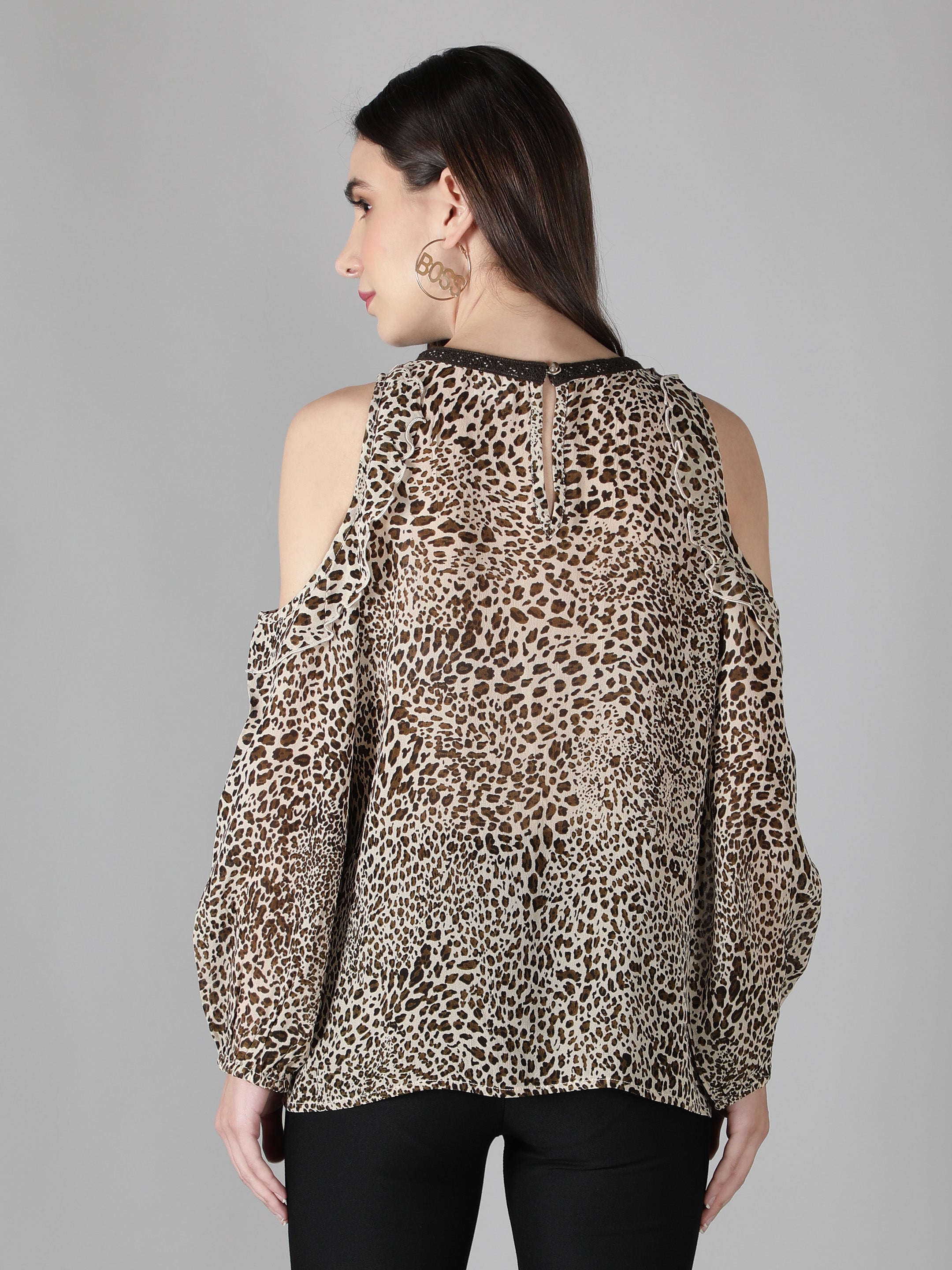 Animal Print Cut Out Top