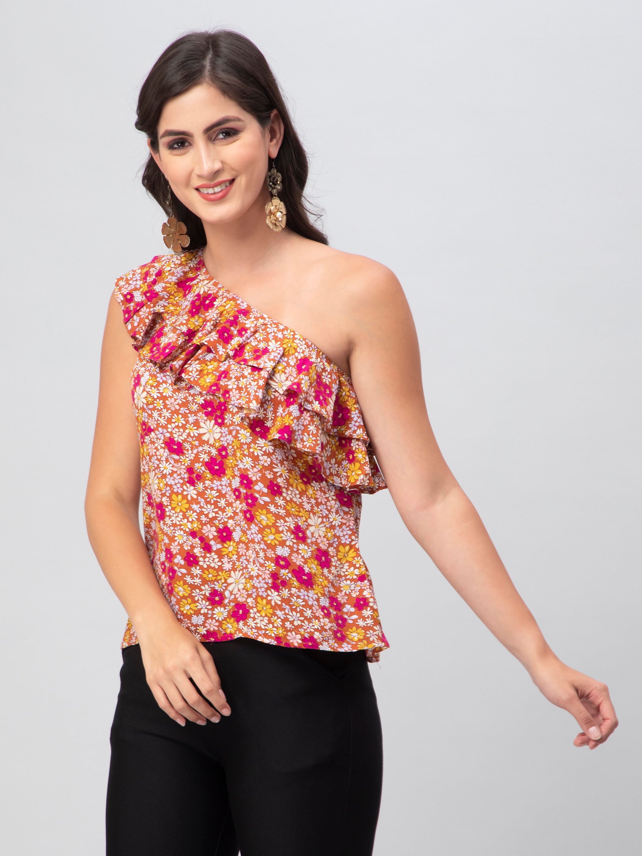 Floral One Shoulder Top