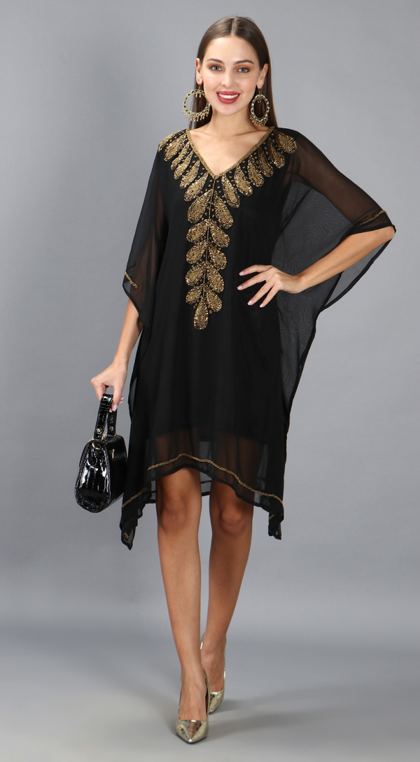 Black Embellished Kaftan Dress